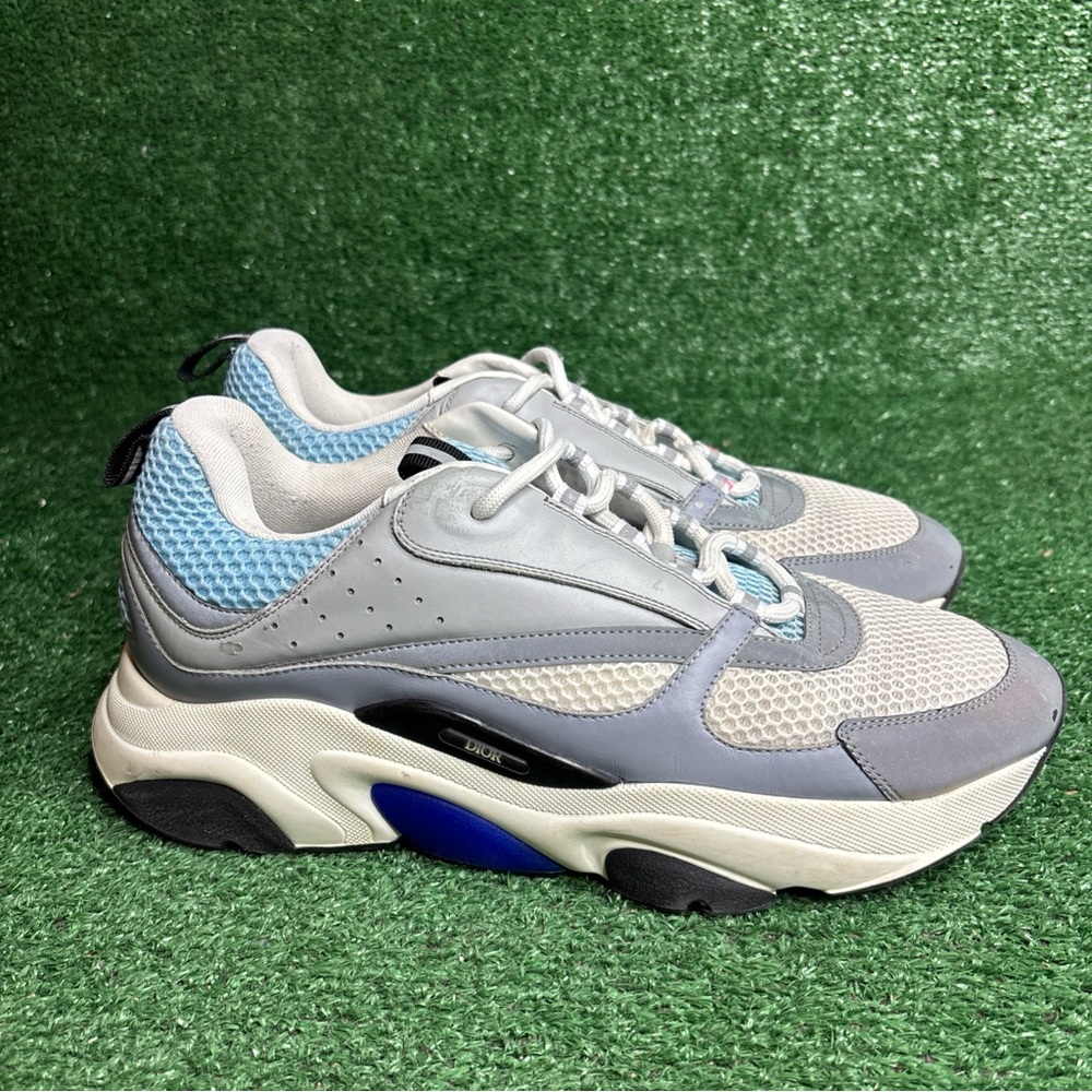 Size 46 / US 13 - Dior B22 Reflective Trainer White Blue‎ White Gray